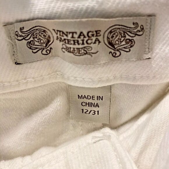Vintage America Women’s Jeans White Denim Size 12 Tall Denim Long - Picture 3 of 8